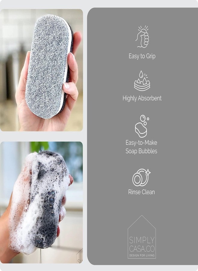 SIMPLYCASA Kitchen Dish Cleaning Sponges - Pack of 6 | Non-Scratch & Fast-Drying | Reusable Scrubbers for Kitchen & Household Use | Stylish Black & White Design - Image 3